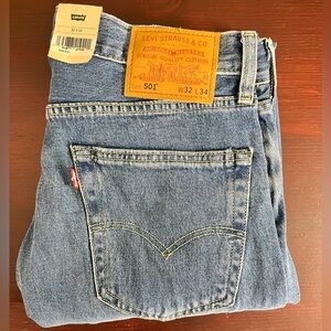 Levis 501 Premium Original Button Fly Denim Grunge 90s Irregular Jeans 32x34